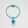 Blue wire keychain loop with matching bell charm and screw lock for bag accessories - Blue