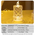 Faceted rose texture LED flameless candle with transparent base for romantic decor - 6.5*11.5cm Transparent Rose with Base