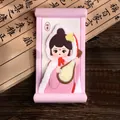 Chinese Tang dynasty style Wang Zhaojun chibi figure holding a pipa in pink scroll frame - Wang Zhaojun Fridge Magnet