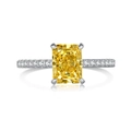 Elegante S925 zilveren ring met stralend geslepen gele edelsteen en zij-diamanten - 5# / Witgoud Met Gele Zirkoon