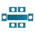 Blue woven PVC placemat set with matching table runner for dining table decor - Blue Bamboo Texture