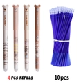 Cartoon panda erasable gel pens set with four brown pens and ten blue ink refills - Capybara Style Pens And Refills / Black Ink