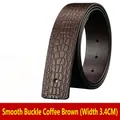 Heren riem van bruin leer met krokodillenpatroon en een breedte van 3,4 cm - 3.4cm / 105cm / Bruin