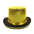 Vintage black top hat featuring gold sequins for theater and magic performances - Sequins - Gold