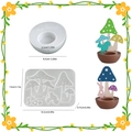 Silicone mold set featuring mushrooms, squirrels and rabbits with size dimensions - Mushroom Insert + Base / White