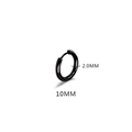 Black titanium steel hoop earring with 10mm outer diameter and 2.0mm thickness - 2.0*10mm Black (Single)