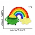 Detailed close-up of rainbow and gold pot embroidered patch with 4.8cm x 6.6cm dimensions - Style 15 (Rainbow Pot)