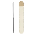 Espátula de maquillaje de acero con estuche de cuero beige para base facial - Acero Inoxidable 304 Alta Calidad/Espátula para Base / Funda de Cuero + Bolsa de PP