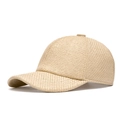 Classic beige woven straw baseball cap with breathable texture for summer sun protection - Adjustable / Light Khaki