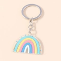 Polka dot rainbow acrylic keychain with colorful layers and metal ring attachment - Colorful Dot Rainbow