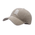 Vintage washed brown baseball cap featuring printed cross and inspirational text for outdoor wear - Adjustable / Khaki