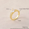 Bague en cuivre plaqué or 3 couches polie avec oxyde de zirconium et serti à 4 griffes - Grand Zircon Taille 7