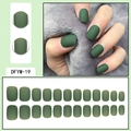 Detail view of DFYM-19 matte dark green short square press-on nails with various sizes - Matte Forest Green (DFYM-19)