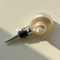 Elegant natural conch shell wine stopper with silver metal and rubber seals for freshness - Moonlight Shell Stopper