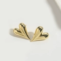 French vintage style 18k gold plated smooth heart stud earrings for women in gold finish - Heart Style / Gold