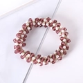 Macro detail of hand-woven hair tie with purple faceted beads and elegant white pearls - 8# Purple Faceted Crystal Pearl Hair Tie