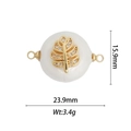 Dettaglio del connettore perla Evil Eye con foglie dorate e dimensioni del prodotto - DZ-1317 Connettore Perla Foglia