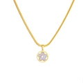 Goldene Edelstahl Schlangenkette Halskette mit weißem Muschel Kleeblatt Anhänger - Gold