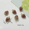 Cute strawberry alloy enamel charms with gold texture for DIY jewelry making earrings - 50# Dark Purple Grape