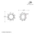 Detail view of 925 sterling silver sun stud earrings with dimensions and weight specs - 925 Silver / Silver