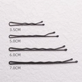 Black wavy bobby pins in four sizes including 3.5cm, 5.0cm, 6.0cm, and 7.0cm metal hair clips - Wave Style / 50 Pieces / 7.0cm / Black