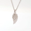 Polished silver wing pendant necklace made of stainless steel on white background - Steel