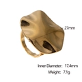 Detailed view of gold pleated stainless steel ring with 27mm wide wavy texture design - Gold