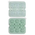 Light green 6-cavity silicone bear ice cube mold with BPA free markings and lid - 6-Cavity Bear (Mugwort Green)