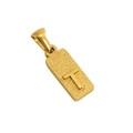 Golden sandblasted rectangular titanium steel pendant featuring a polished letter T relief - T-Single Pendant