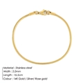 Sleek 2mm stainless steel snake chain bracelet for men and women in 14K gold finish - 2mm x 16.5cm / Gold