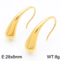 Pendientes de gancho de gota dorada pulida con diseño minimalista de 28x8 mm - 28x8mm (KE115681-KFC) / Dorado