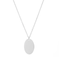 Minimalist silver stainless steel necklace with a smooth 18x12mm oval pendant for women - Steel