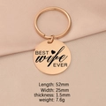 Polished rose gold round keychain pendant with Best Wife Ever text and heart charm - Wife / Rose Gold