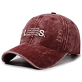Distressed vintage burgundy washed cotton baseball cap with white embroidered S letter - Adjustable / Burgundy