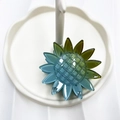 Blue-green gradient sunflower hair claw clip with glossy finish for elegant styling - Blue (Sunflower)