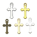 Vijf vintage legering kruisbedeltjes in diverse goud-, zilver- en bronskleurige afwerkingen - Kruis 19x11mm