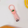 Pink cartoon nail clipper with cute 3D peach decoration and durable metal head - Pink Peach