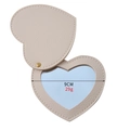 Portable heart-shaped PU leather makeup mirror in beige with 9cm diameter size - Heart-shaped Grey