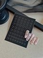 Pink heart press-on nail set with silver heart-shaped decals and checkered rhinestones - Heart Style (YT10)