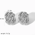 Orecchini a onde ritorte in acciaio argentato con misure 21,2 mm per 28,5 mm - Stile a Forma di Nodo Argento (TE6824-S)