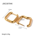 Minimalist square hoop earrings in 18K gold plated stainless steel, 1.5cm diameter - Square Shape (JDE2307046)