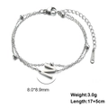 Double-layered stainless steel bead bracelet with letter N pendant in silver finish - Letter-N / Silver