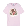 Pink Mother's Day cotton T-shirt featuring a mother and child embrace print - Pink 317