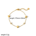 Bracciale a cuore dorato con ciondoli in zirconia e chiusura regolabile in oro 18k - Bracciale a Cuore Dorato (TB3381)