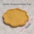 Bamboo 8-petal flower coaster tray with natural wood grain 10cm diameter DIY base - 10cm Flower Shape Tray