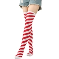Classic red and white striped over-the-knee socks in a comfortable knitted cotton fabric - Red and White Diagonal Stripes