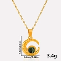 Detailed size specifications for a gold moon pendant with abalone shell inlay - Gold Frame Abalone Shell Necklace Set (S2001-G-B-N22)