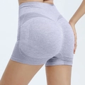 Light purple seamless high-waist yoga shorts with peach butt lift and breathable texture - S / Bottoms / Light Gray