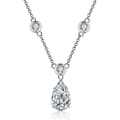 Halskette aus S925 Sterlingsilber mit birnenförmigem Anhänger und Zirkonia - Weißer Zirkonia-XL017 / Weiß