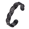 Matte black stainless steel viking celtic knot open cuff bracelet for men - Black